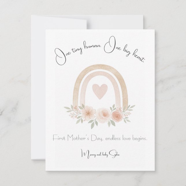 First Mother’s Day Flat Card – Pastel Rainbow (Front)