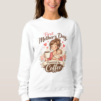 First Mother’s Day Fuelled by Coffee – New Mum Gif Sweatshirt