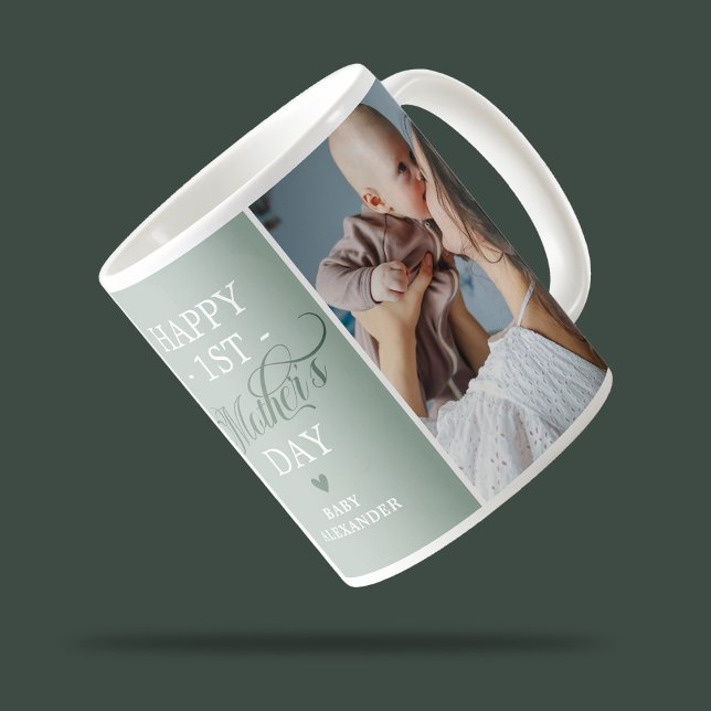 First Mothers Day 2 Photo Green Coffee Mug (Creator Uploaded)