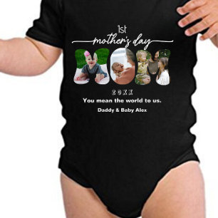 First Mother's Day 3 Mum Cutout Photos Collage   Baby Bodysuit