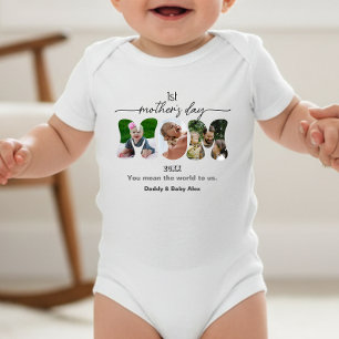 First Mother's Day 3 Mum Cutout Photos Collage   Baby Bodysuit