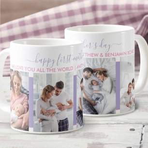 First Mothers Day 4 Photo Lavender Personalised Coffee Mug