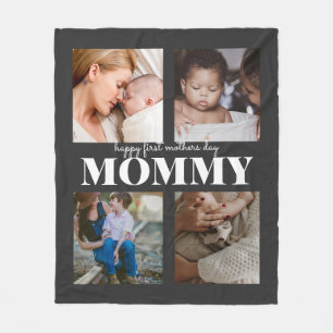 first mothers day 4photo collage Fleece Blanket
