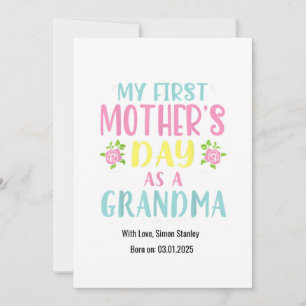 First Mothers Day as new Grandma, roses, colourful Card