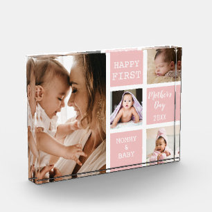 First Mother's Day Baby Pink 4 Photo Collage Block