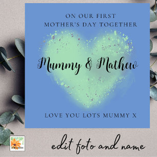 First Mother's Day Best Friends blue green heart Holiday Card