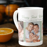 First Mother's Day Best Mum 4 Photo Sage Green Bone China Mug<br><div class="desc">Say Happy First Mother's Day to the Best Mum in the World with this personalized photo mug. The photo template is set up for you to add 4 of your favorite photos. You can also add your custom message, the year and edit the occasion if you wish. The wording currently...</div>
