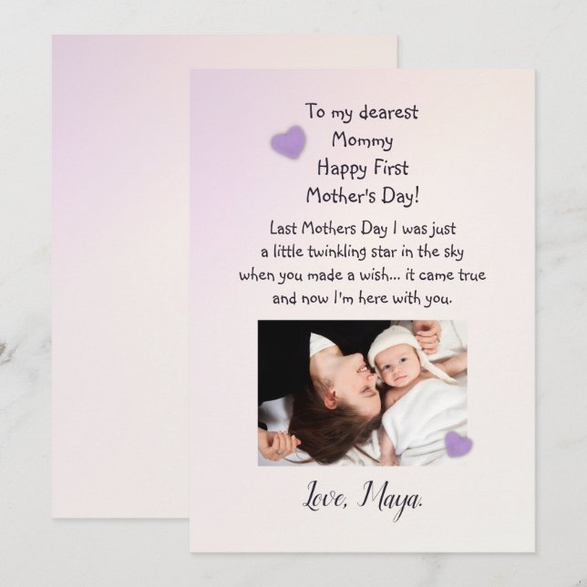 First Mothers Day Custom Card (Front/Back)
