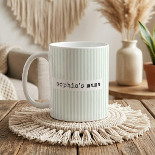 First Mother's Day Custom New Mum Green Stripes Coffee Mug