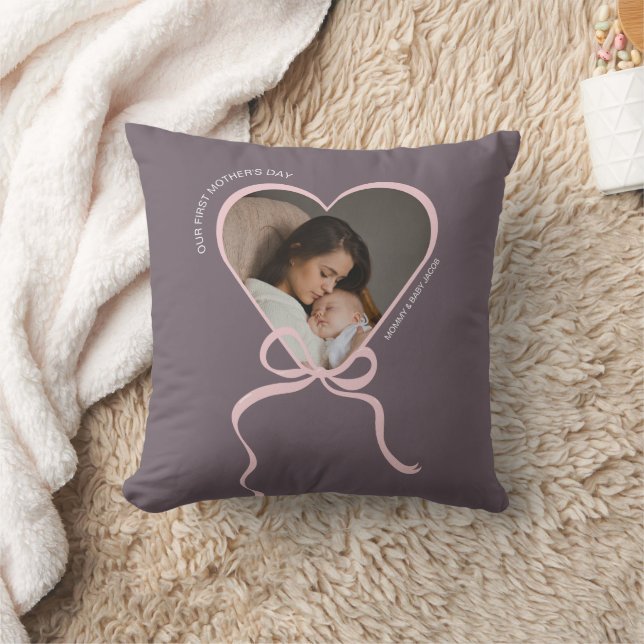 First Mother's Day custom photo love shape  Cushion (Blanket)