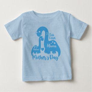 First Mother's Day, Cute Dinosaur Baby & Mama Baby T-Shirt