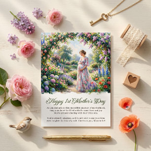 First Mothers Day Expecting Mum Watercolor Spring Holiday Card