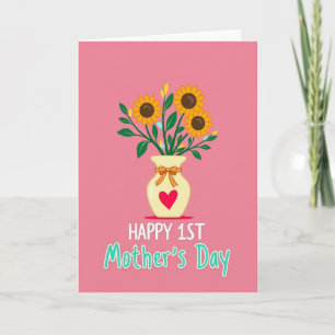First Mothers Day Floral Vase Card