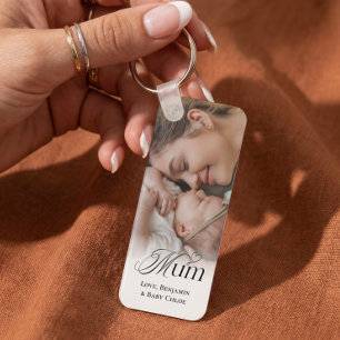 First Mother's Day Gift Elegant Mum Photo Keepsake Key Ring