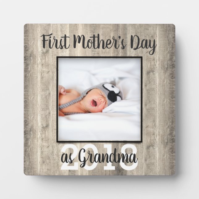 First  Mother's Day Grandma Custom Photo Plaque (Front)
