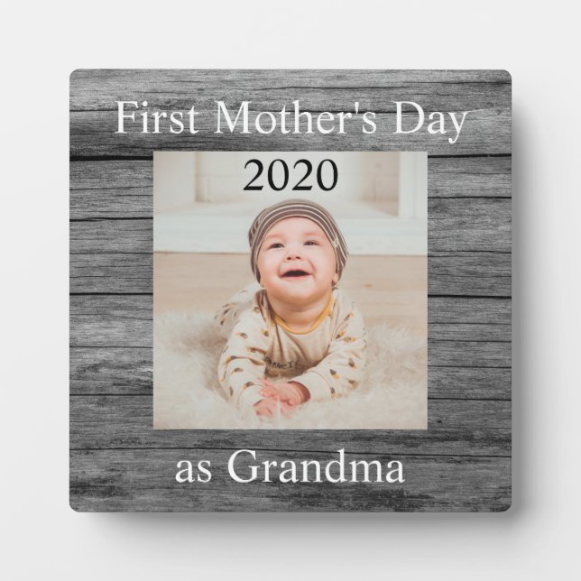 First  Mother's Day Grandma Custom Photo Plaque (Front)
