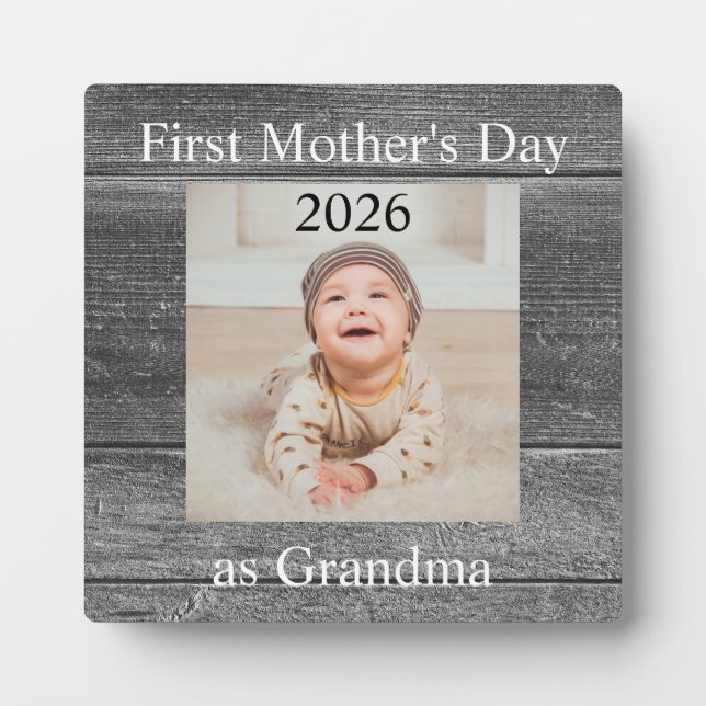 First  Mother's Day Grandma Custom Photo Plaque (Front)