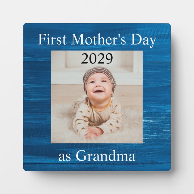 First  Mother's Day Grandma Custom Photo Plaque (Front)
