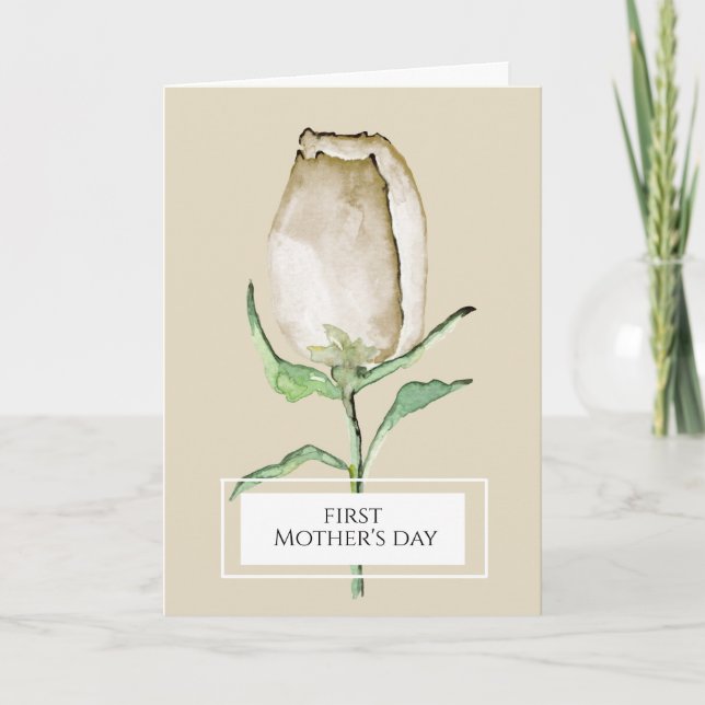 first Mothers day Modern, elegant, rose, Card (Front)