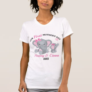 FIRST MOTHER'S DAY, MOMMY & BABY ELEPHANT T-Shirt