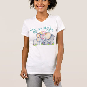 First Mothers Day Mummy and Baby Elephant T-Shirt