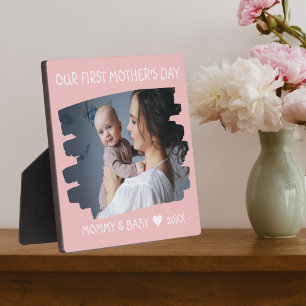 First Mothers Day New Mum Baby Photo Keepsake Pink Plaque
