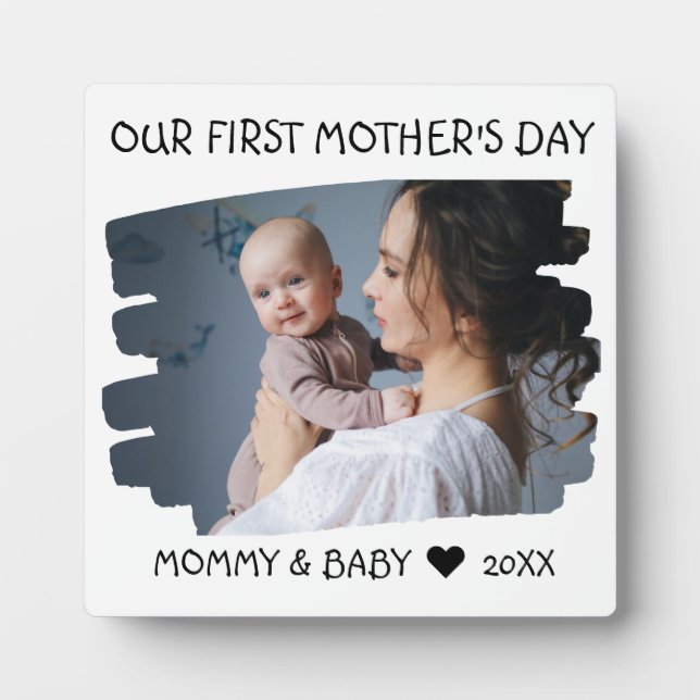 First Mothers Day New Mum Baby Photo Keepsake Plaque (Front)