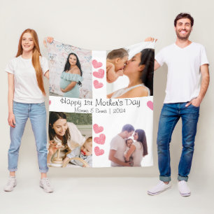  First Mother's Day Photo collage gift  Fleece Blanket