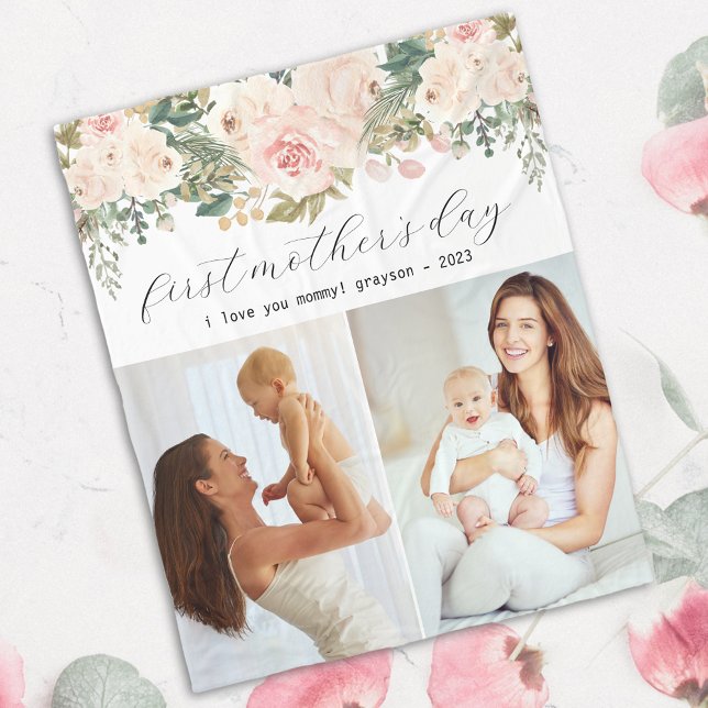 First Mother's Day Photo Fleece Blanket (Creator Uploaded)