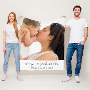 First Mother's Day Photo gift Fleece Blanket
