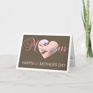 First Mother's Day Photo Heart New Mum Pink Brown Card