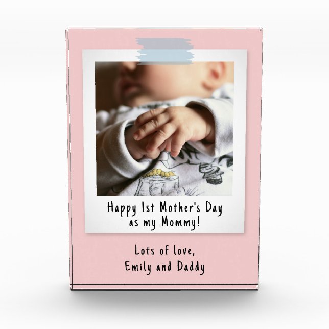 First Mother's Day Snapshot Style Photo Keepsake Block (Front)