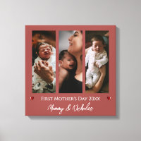 First Mother's Day Three Photo Collage Terracotta