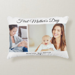 First Mother's Day Two Photo Accent Pillow