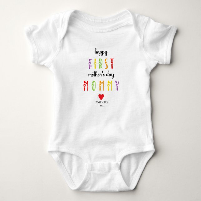  First Mother's Day with Personalised Baby suite  Bodysuit (Front)