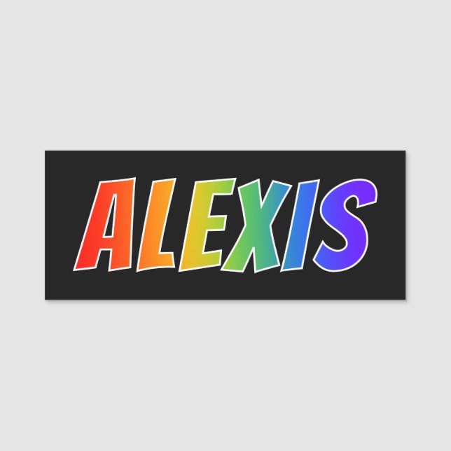 First Name "ALEXIS": Fun Rainbow Colouring Name Tag (Front)