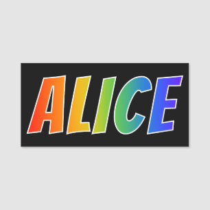 First Name "ALICE": Fun Rainbow Colouring Tag
