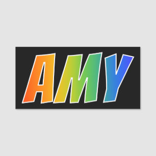First Name "AMY": Fun Rainbow Colouring Tag