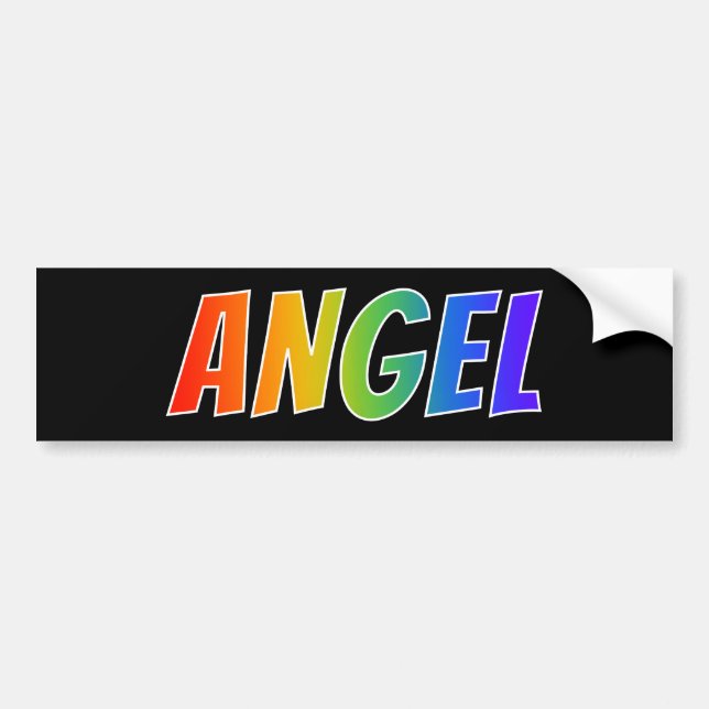 First Name "ANGEL": Fun Rainbow Colouring Bumper Sticker (Front)
