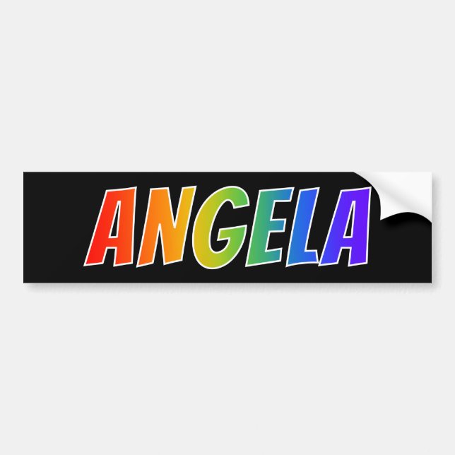 First Name "ANGELA": Fun Rainbow Colouring Bumper Sticker (Front)