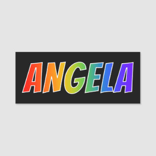 First Name "ANGELA": Fun Rainbow Colouring Tag