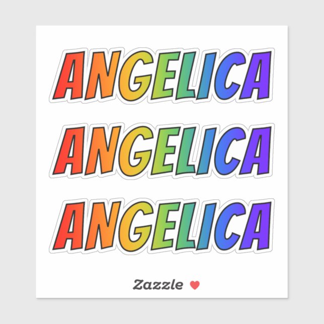 First Name "ANGELICA" w/ Fun Rainbow Colouring (Sheet)