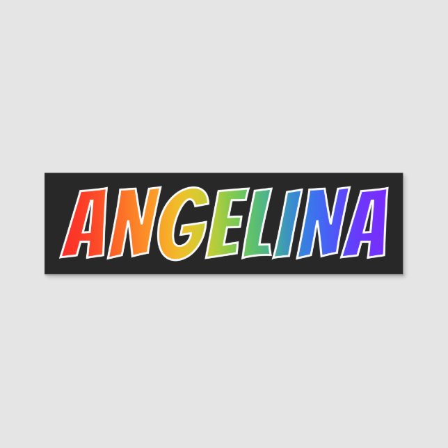 First Name "ANGELINA": Fun Rainbow Colouring Tag (Front)