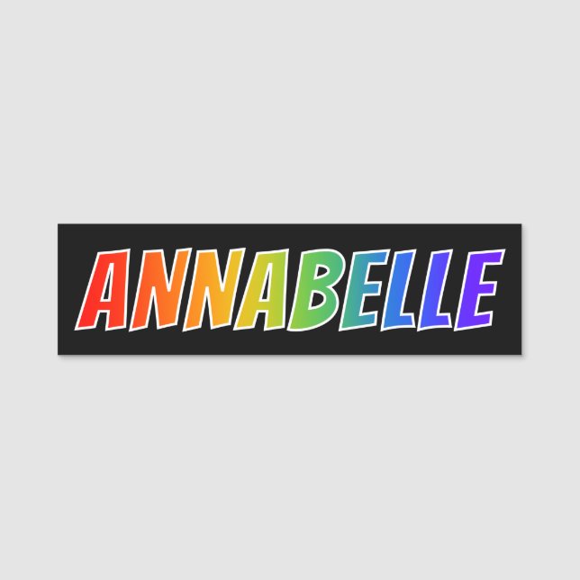 First Name "ANNABELLE": Fun Rainbow Colouring Tag (Front)