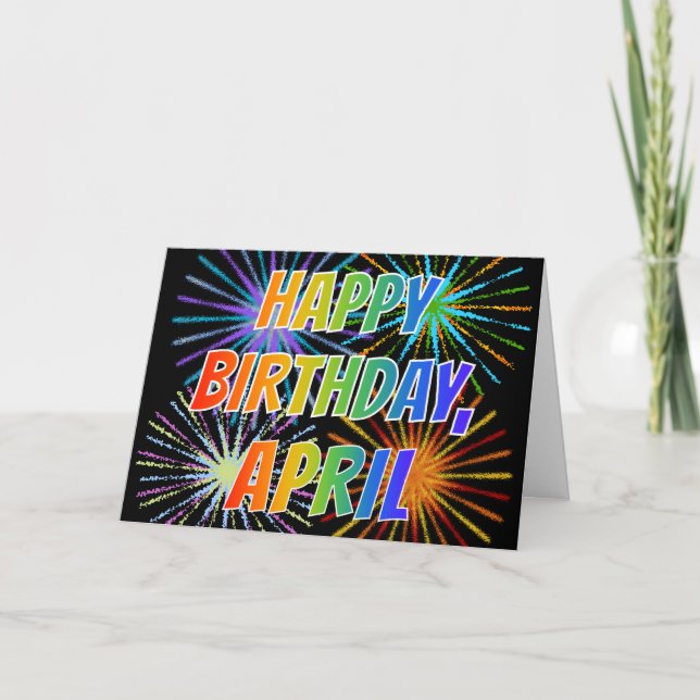 First Name "APRIL" Fun "HAPPY BIRTHDAY" Card (Front)