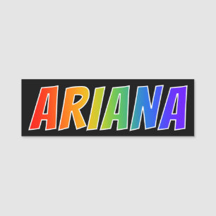 First Name "ARIANA": Fun Rainbow Colouring Tag