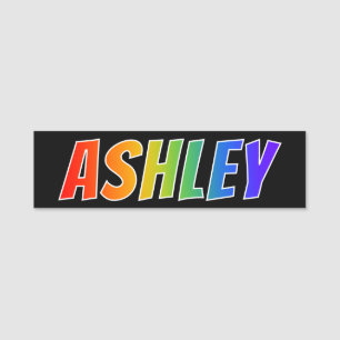 First Name "ASHLEY": Fun Rainbow Colouring Tag