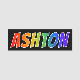 First Name "ASHTON": Fun Rainbow Colouring Tag