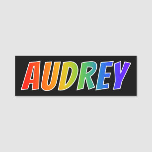 First Name "AUDREY": Fun Rainbow Colouring Tag