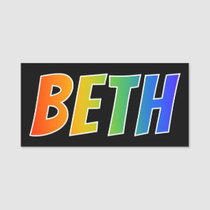 First Name "BETH": Fun Rainbow Colouring Name Tag